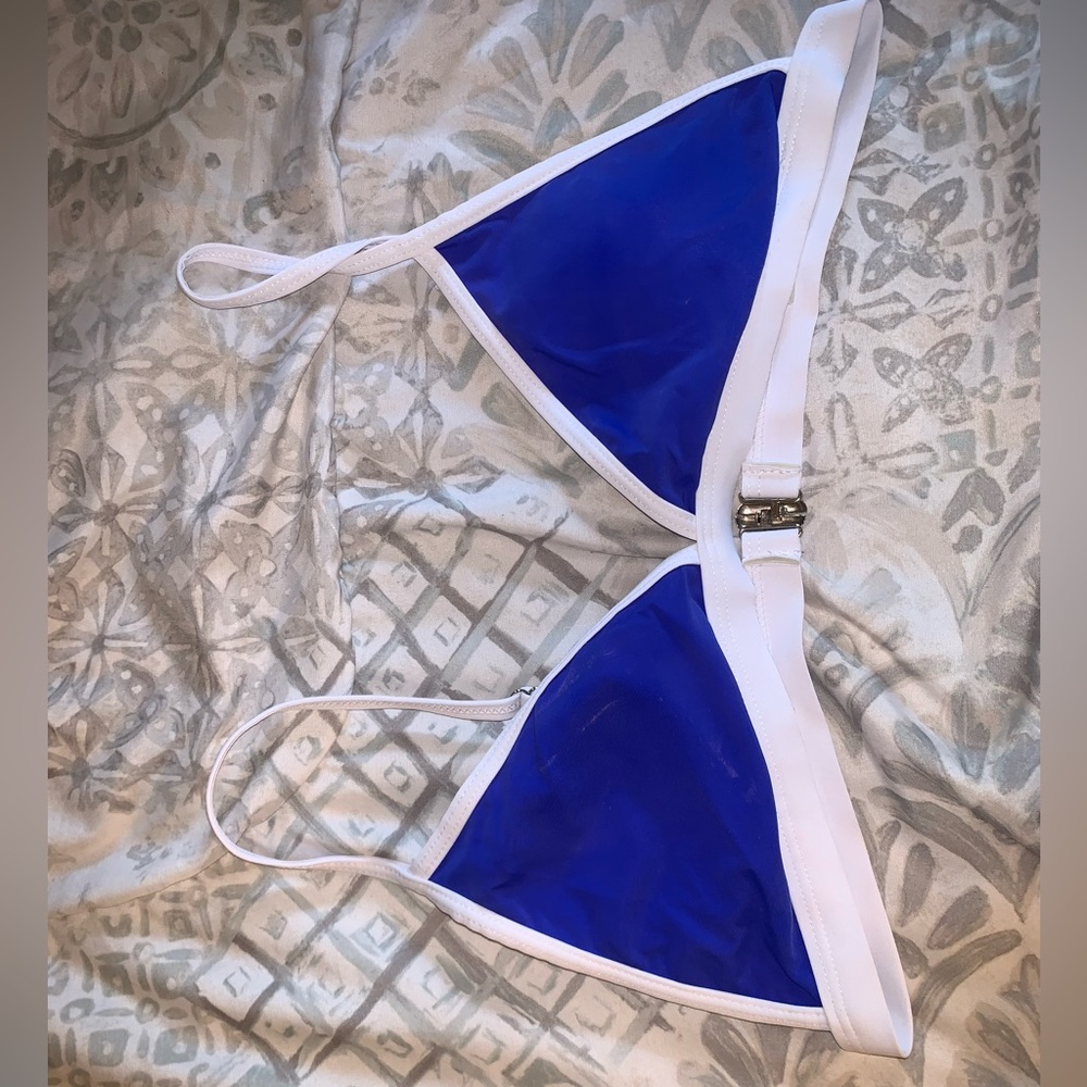 Contrast Binding Triangle Bikini Swimsuit